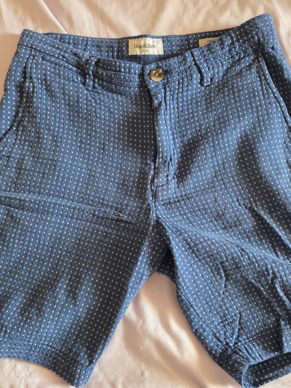Goodfellow & Co Blue Dot-Print Flat Front Men’s Shorts